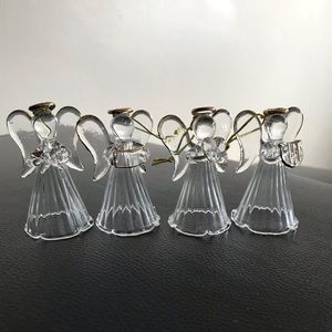 Vintage Hand blown glass angels 22K gold accents